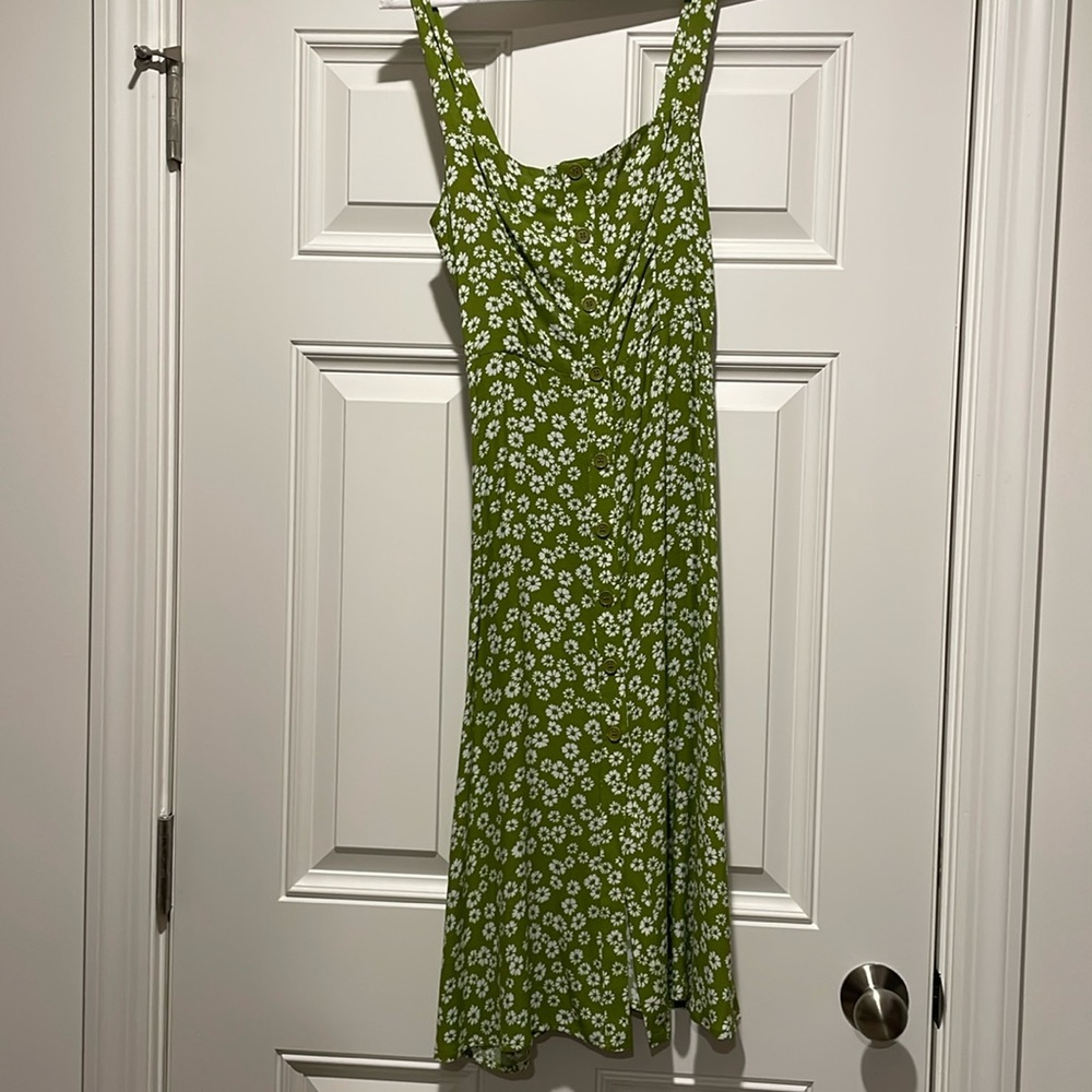 Reformation Green Floral Midi Dress